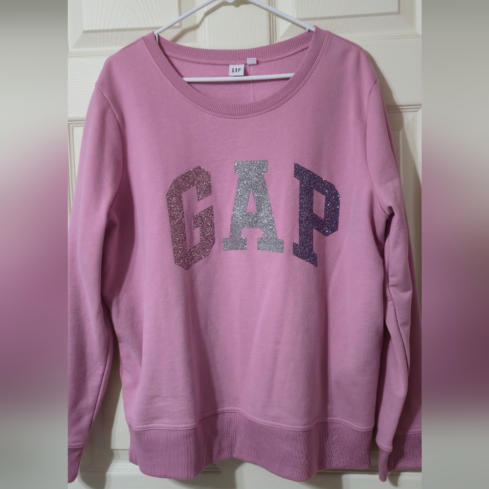 NWT GAP Pink Sweatshirt with Glitter Logo